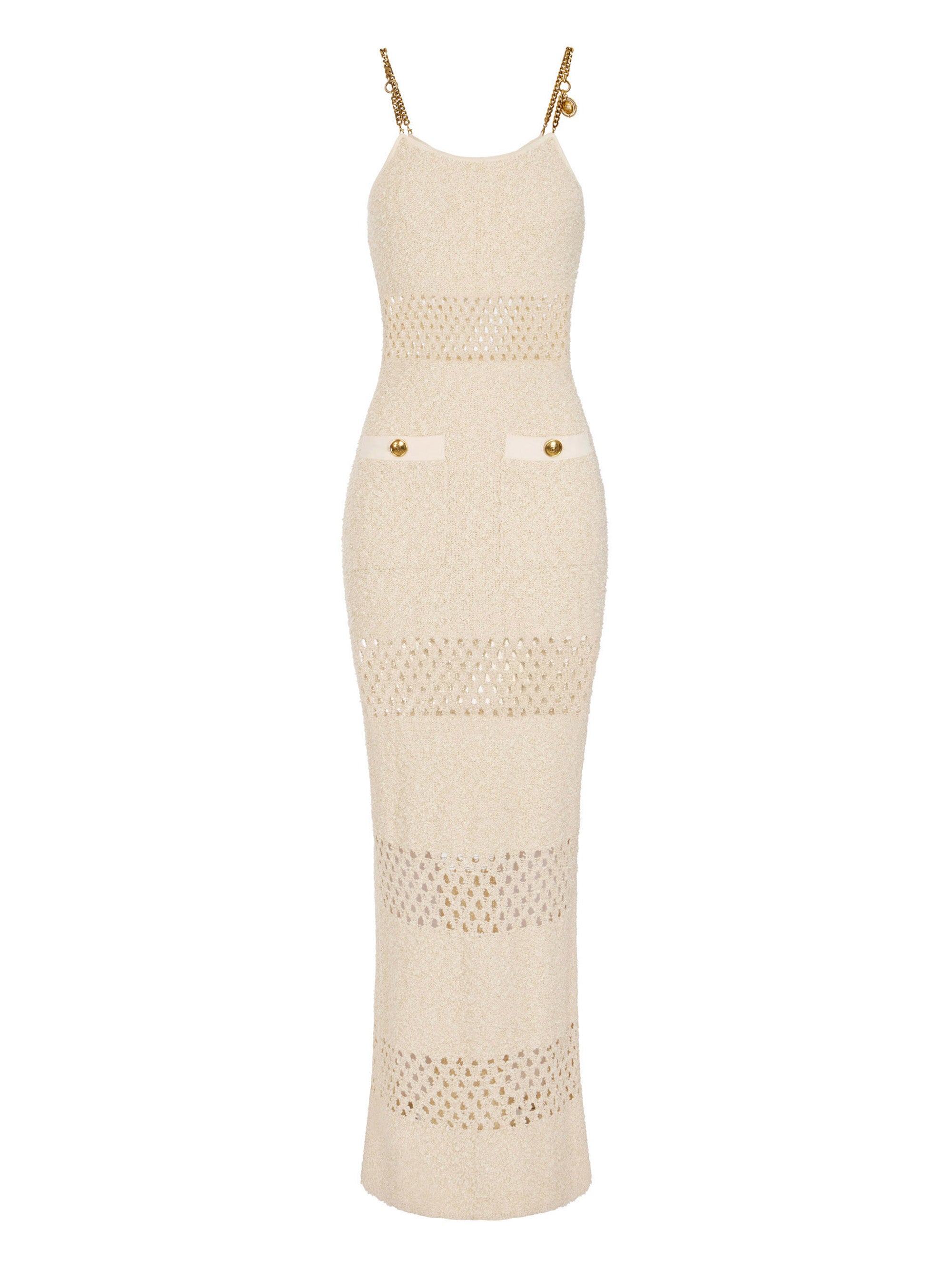 Bouclé knit dress with cut-outs