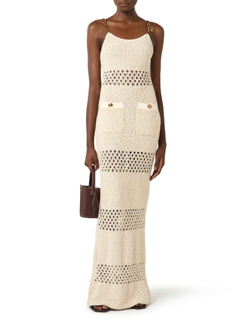 Bouclé knit dress with cut-outs