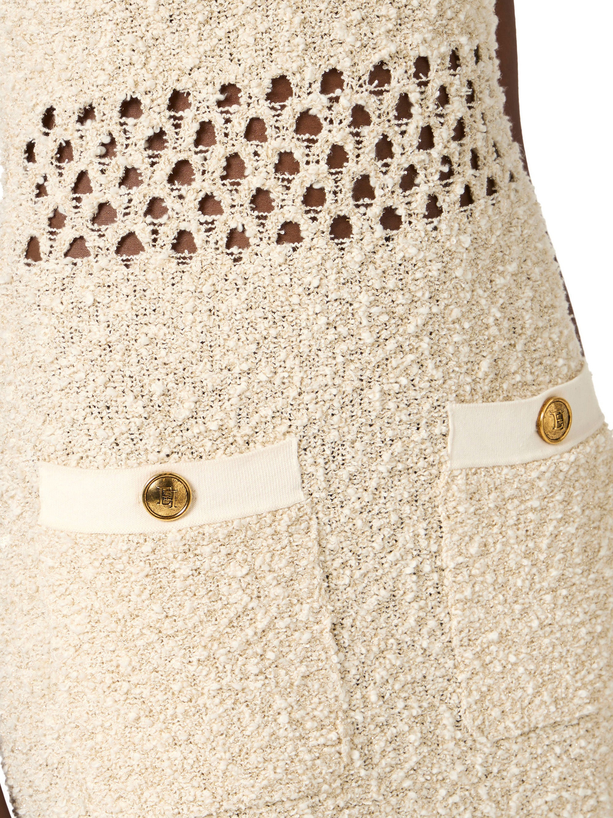 Bouclé knit dress with cut-outs