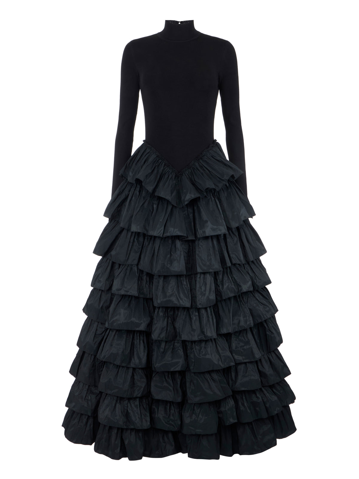 Red Carpet knit dress with flounces