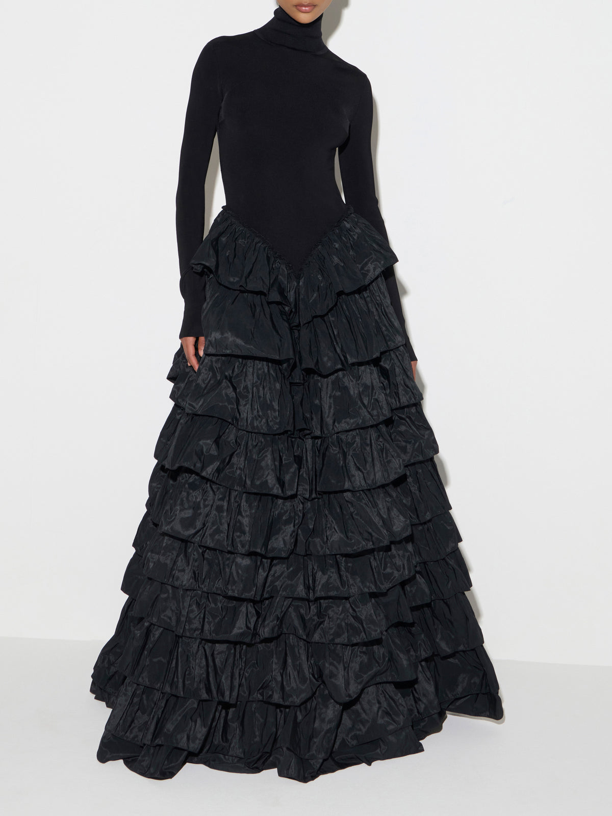 Red Carpet knit dress with flounces