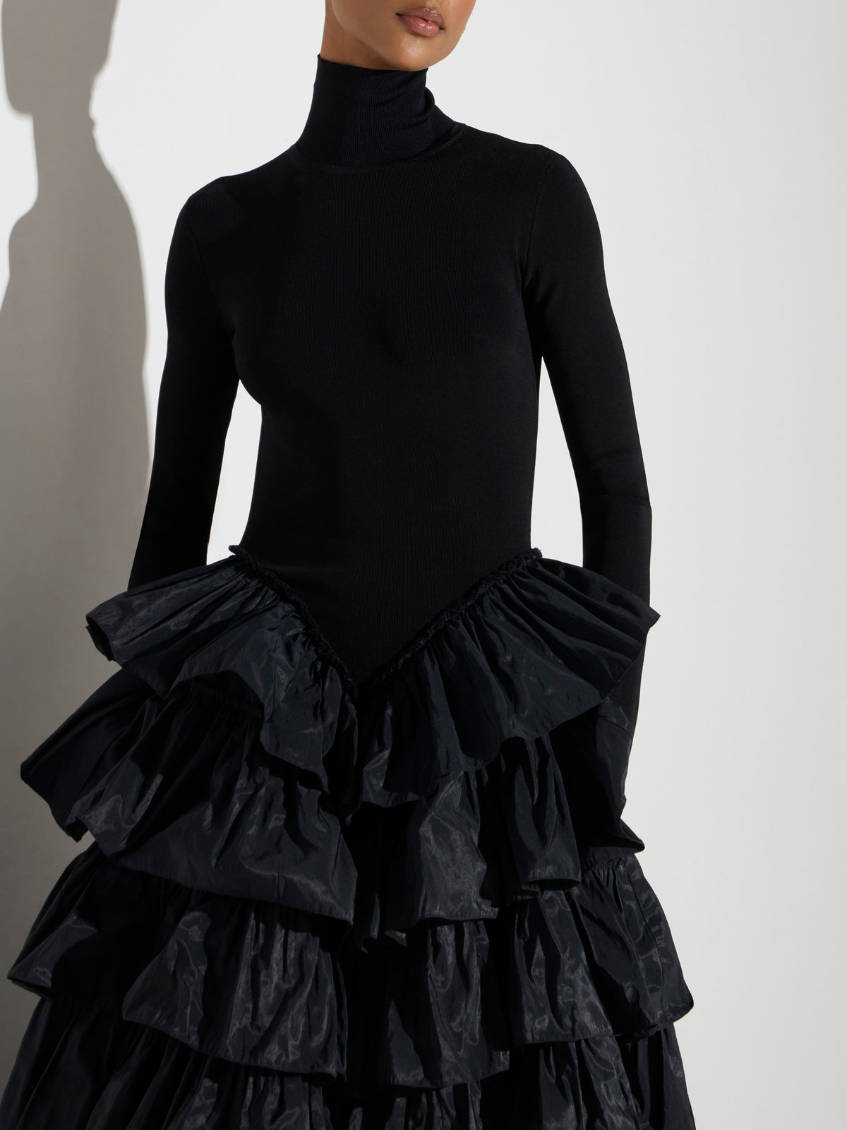 Red Carpet knit dress with flounces