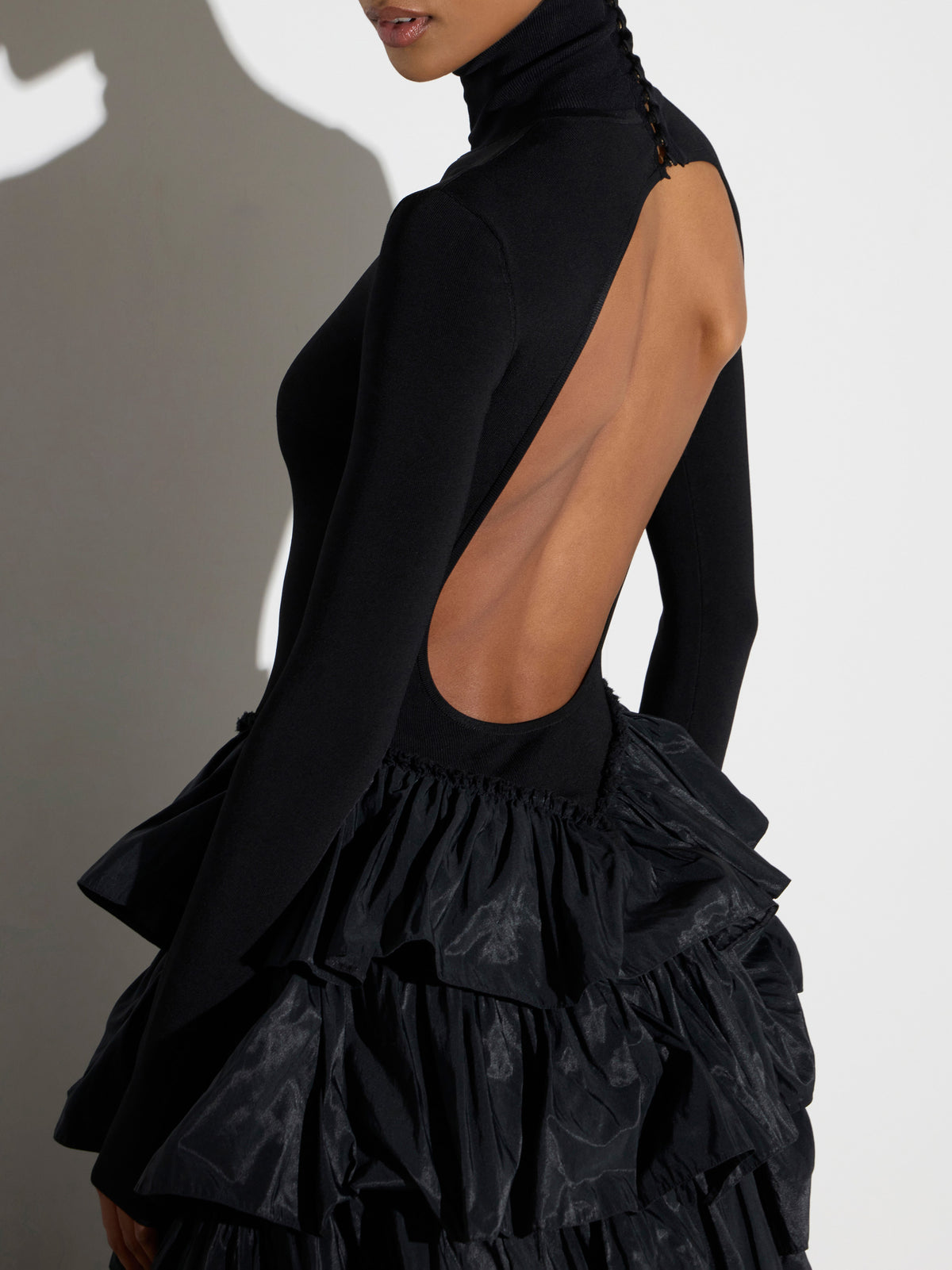 Red Carpet knit dress with flounces