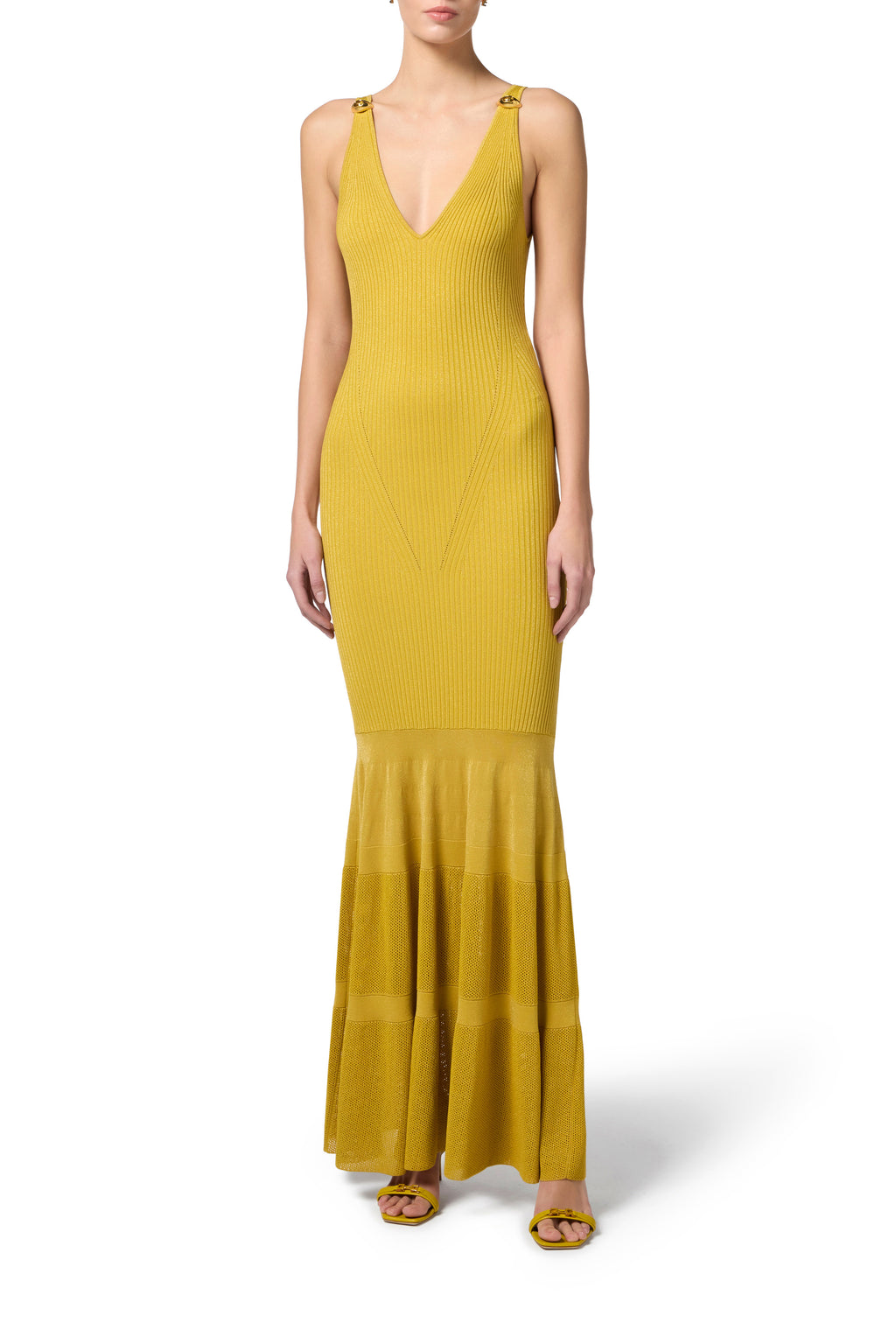 Red Carpet lurex knit dress with flounce | LAST PIECE: 42