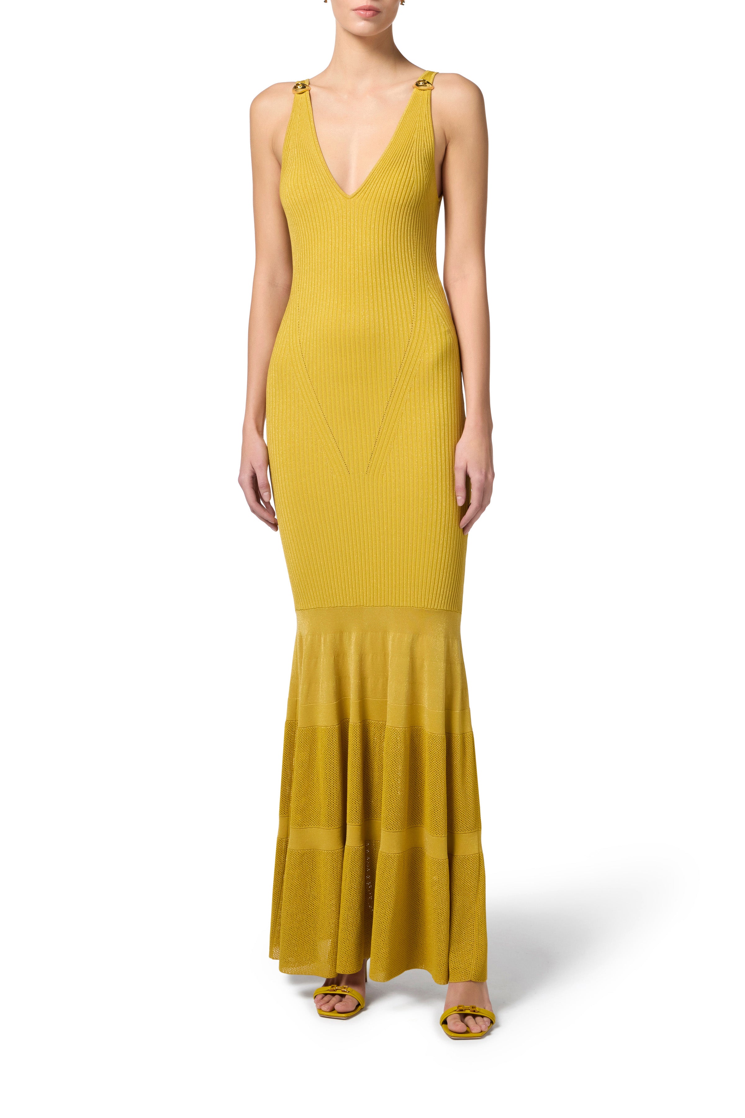 Red Carpet lurex knit dress with flounce | LAST PIECE: 42