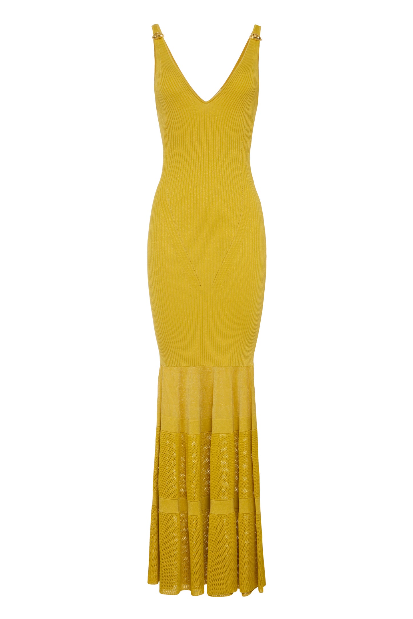 Red Carpet lurex knit dress with flounce