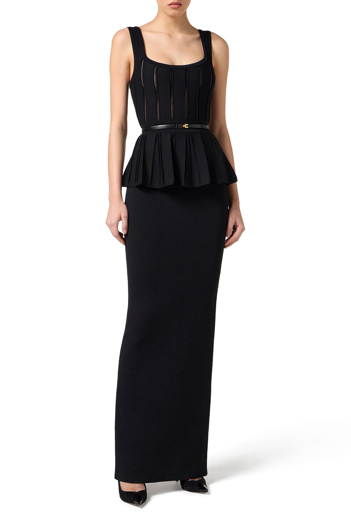 Red Carpet knit dress with peplum