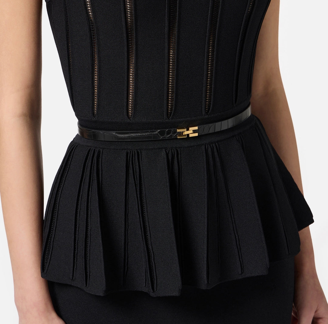 Red Carpet knit dress with peplum