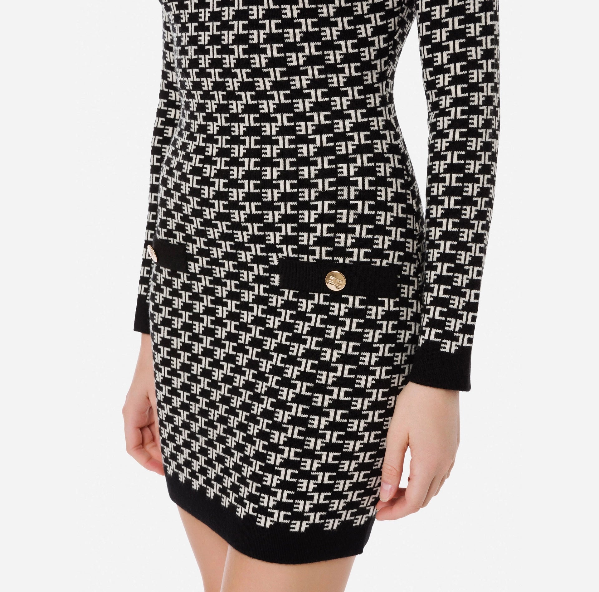 Monogram Lettering Turtleneck Dress