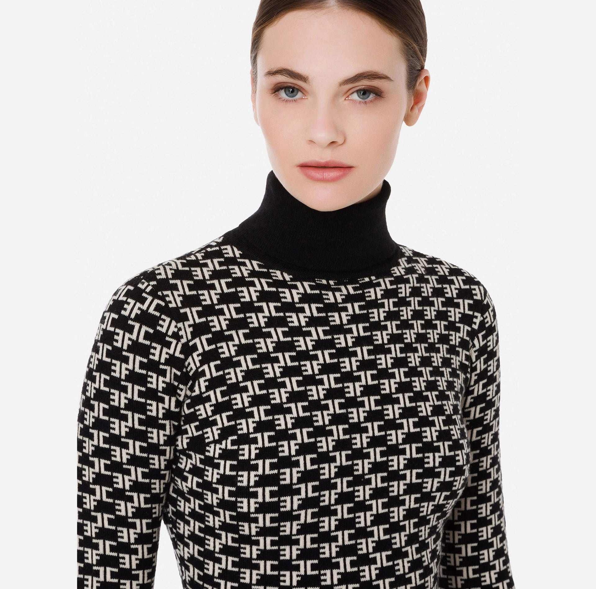 Monogram Lettering Turtleneck Dress