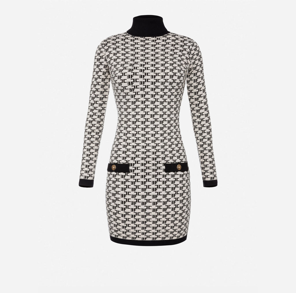 Monogram Lettering Turtleneck Dress