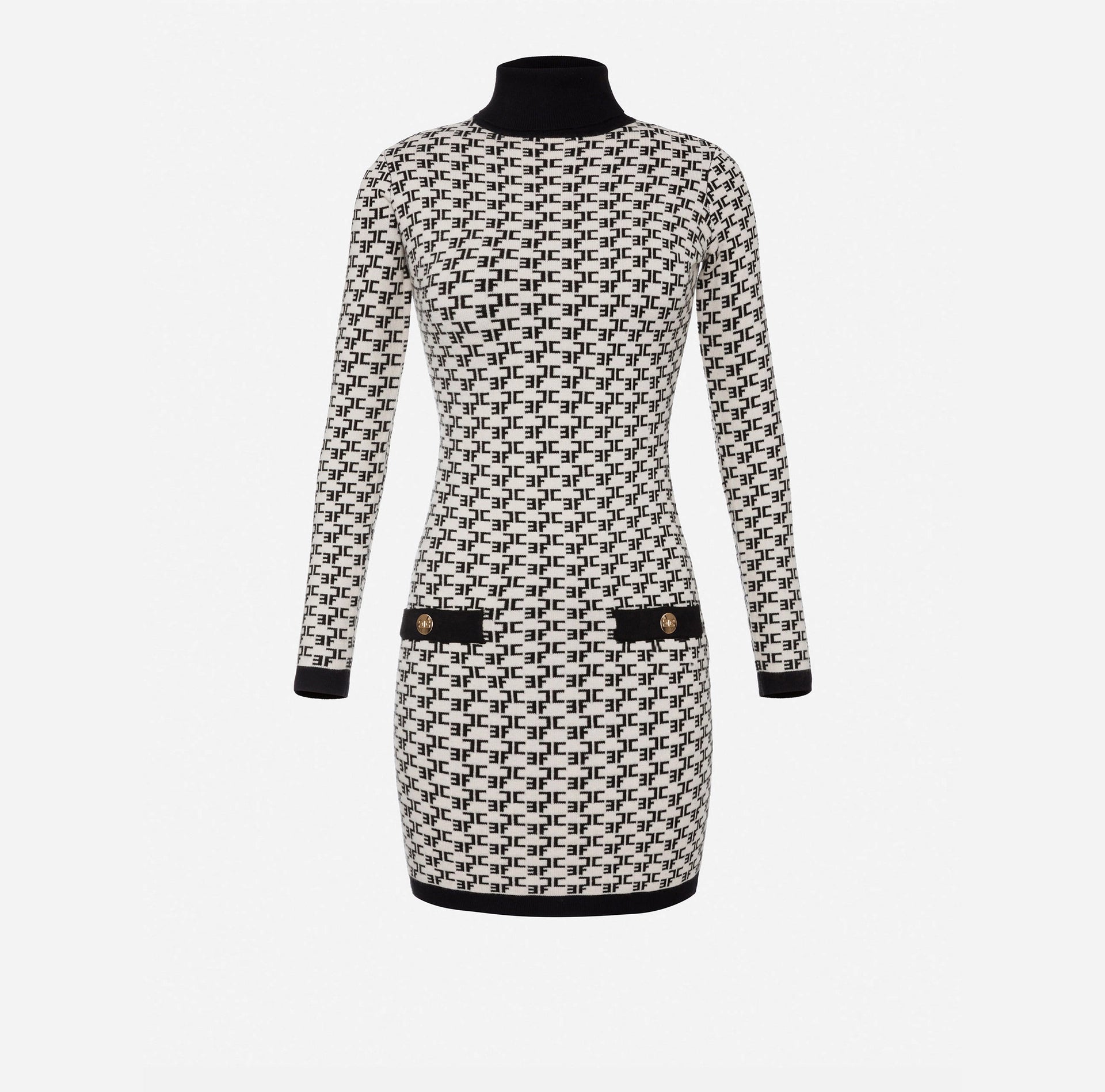 Monogram Lettering Turtleneck Dress