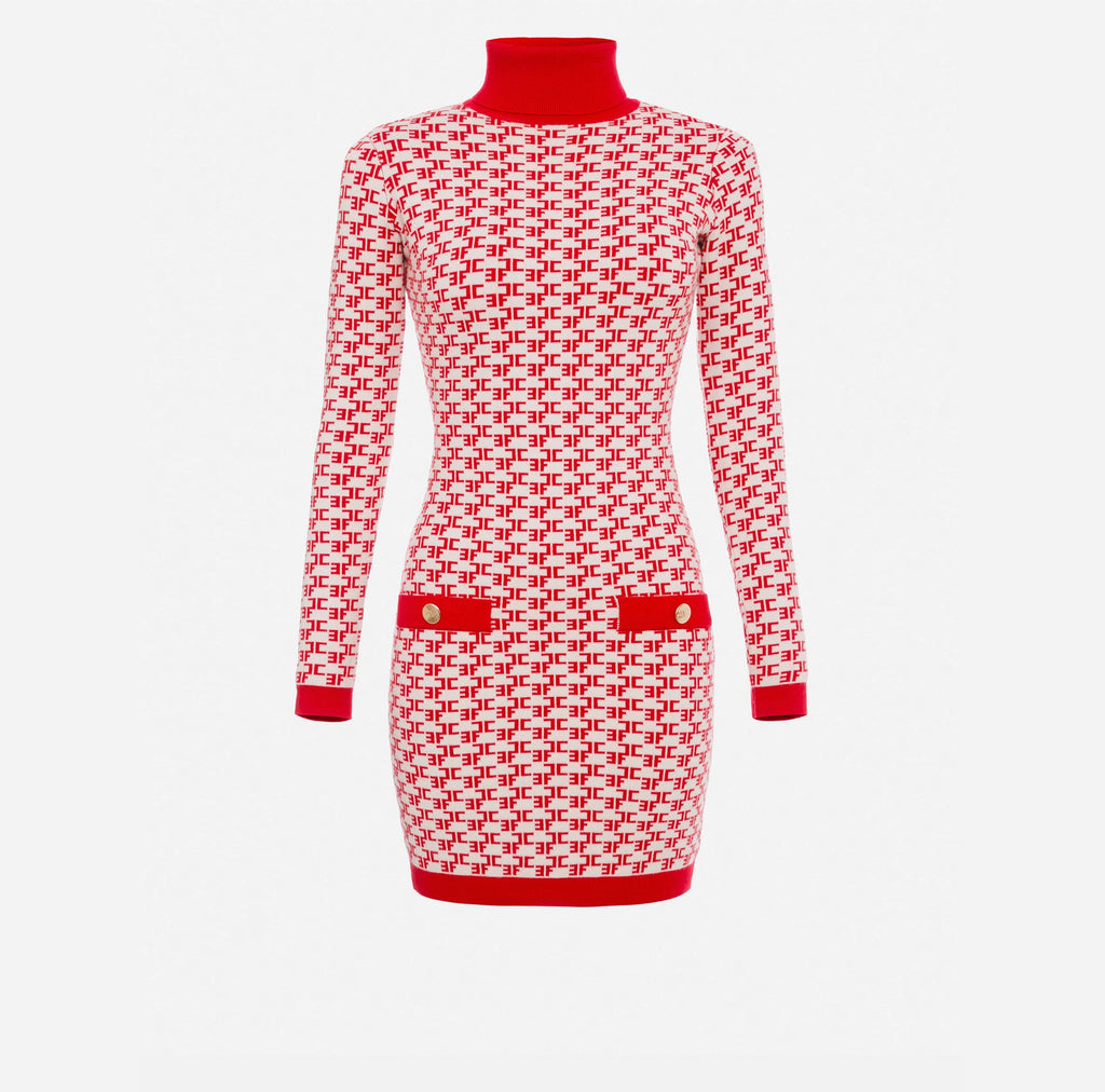 Monogram Lettering Turtleneck Dress