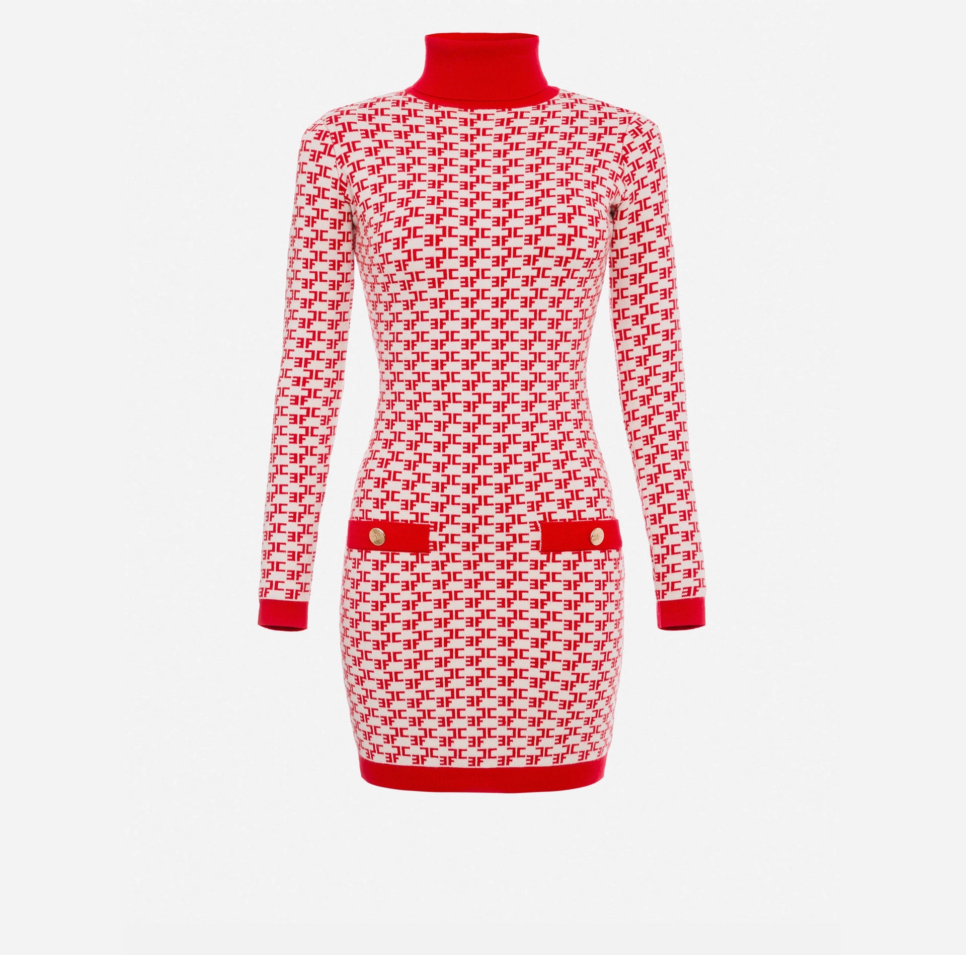 Monogram Lettering Turtleneck Dress