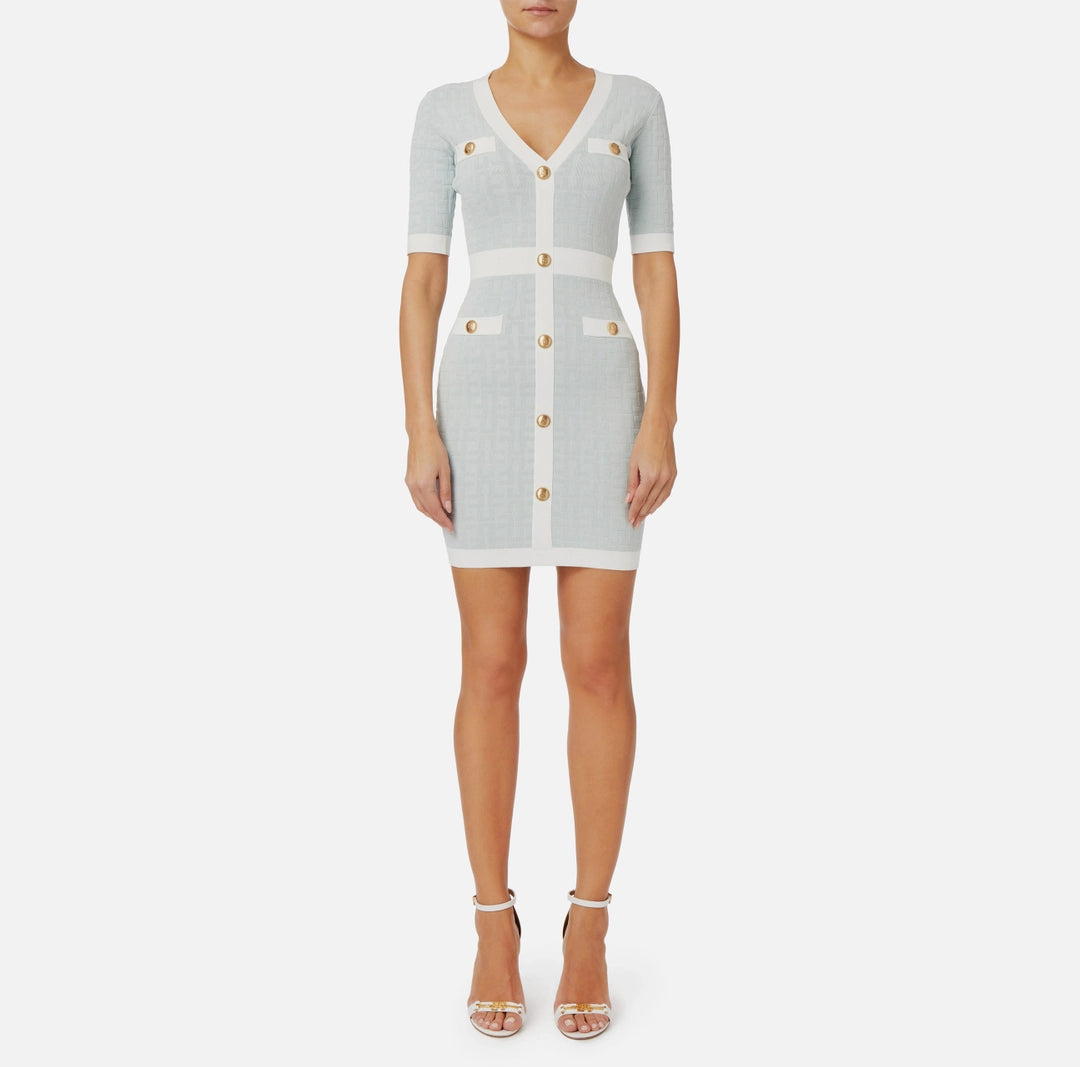 Embossed viscose mini-dress