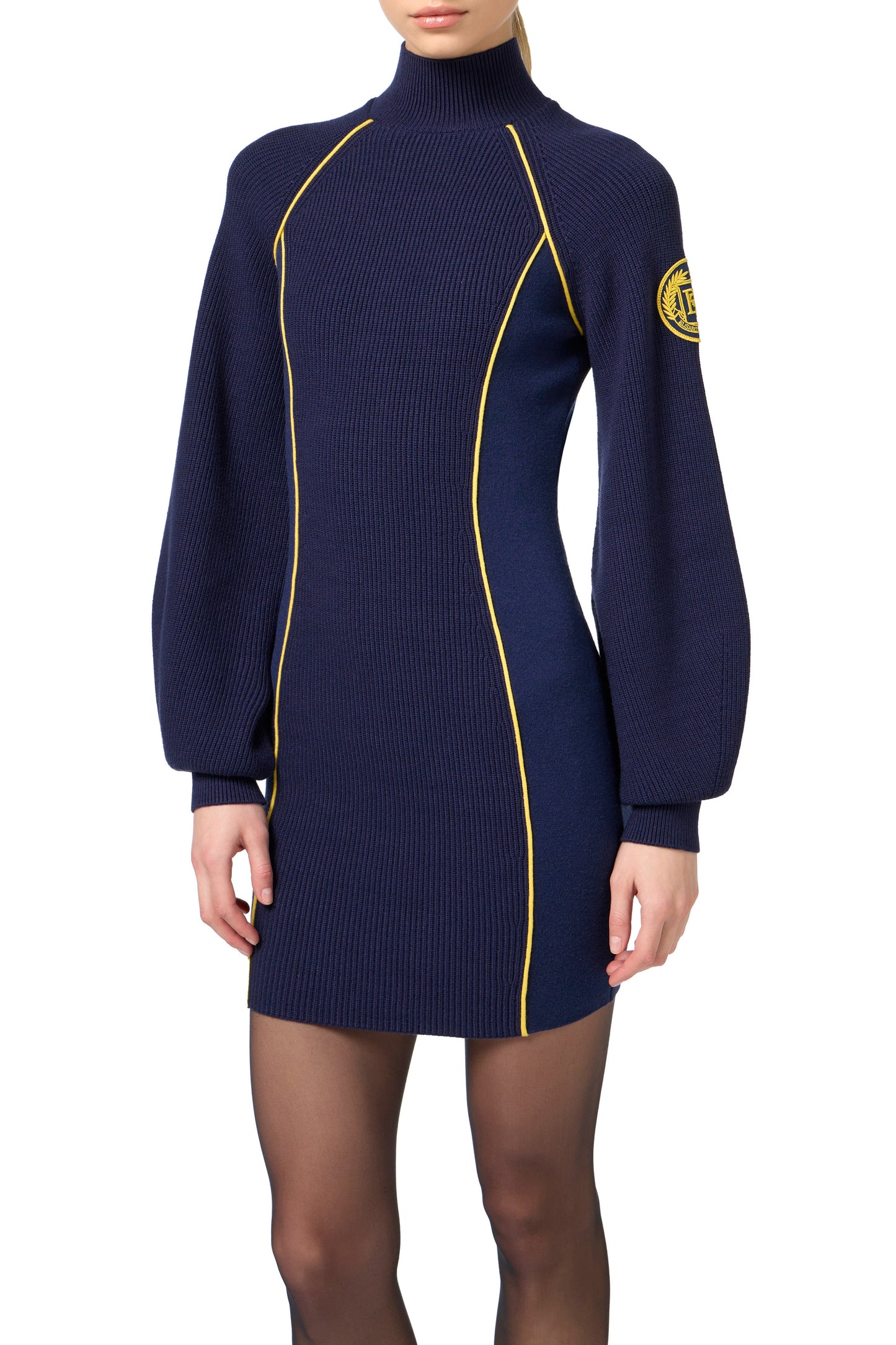 Viscose mini-dress with logo patch