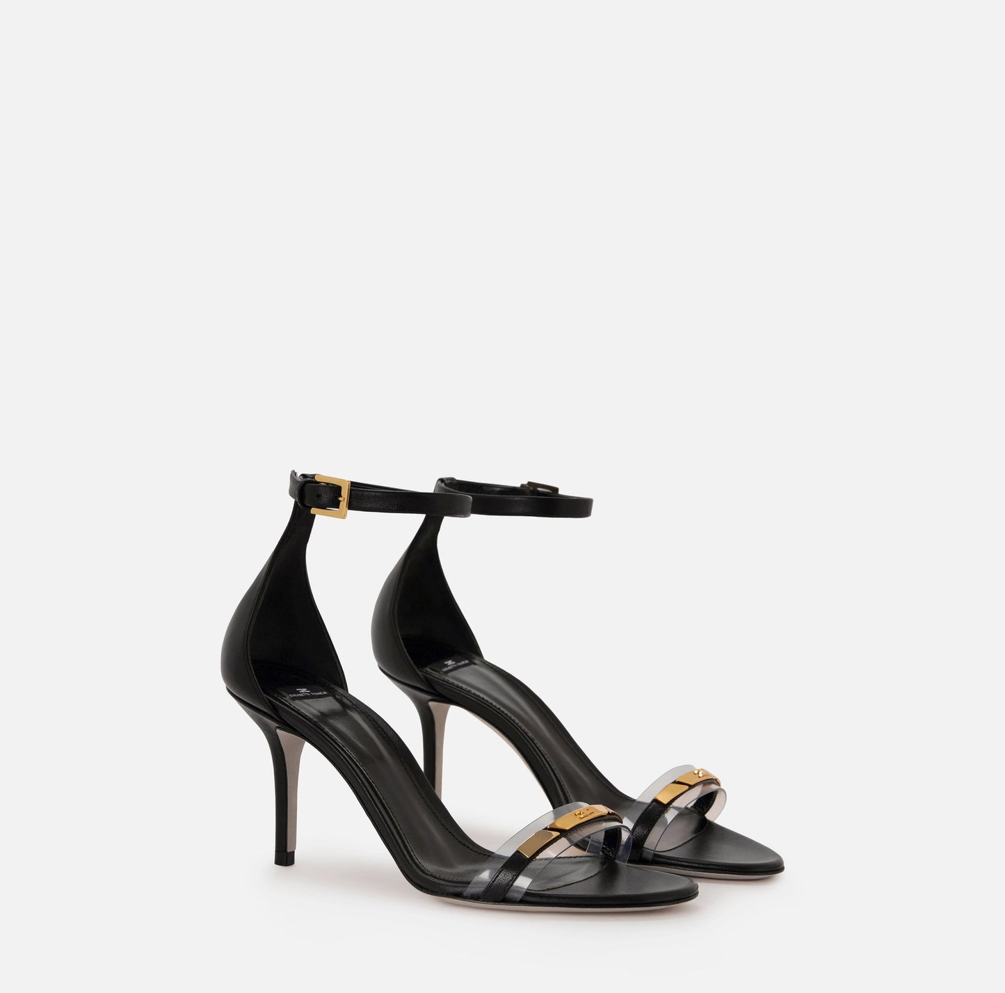 Leather sandal with transparent insert