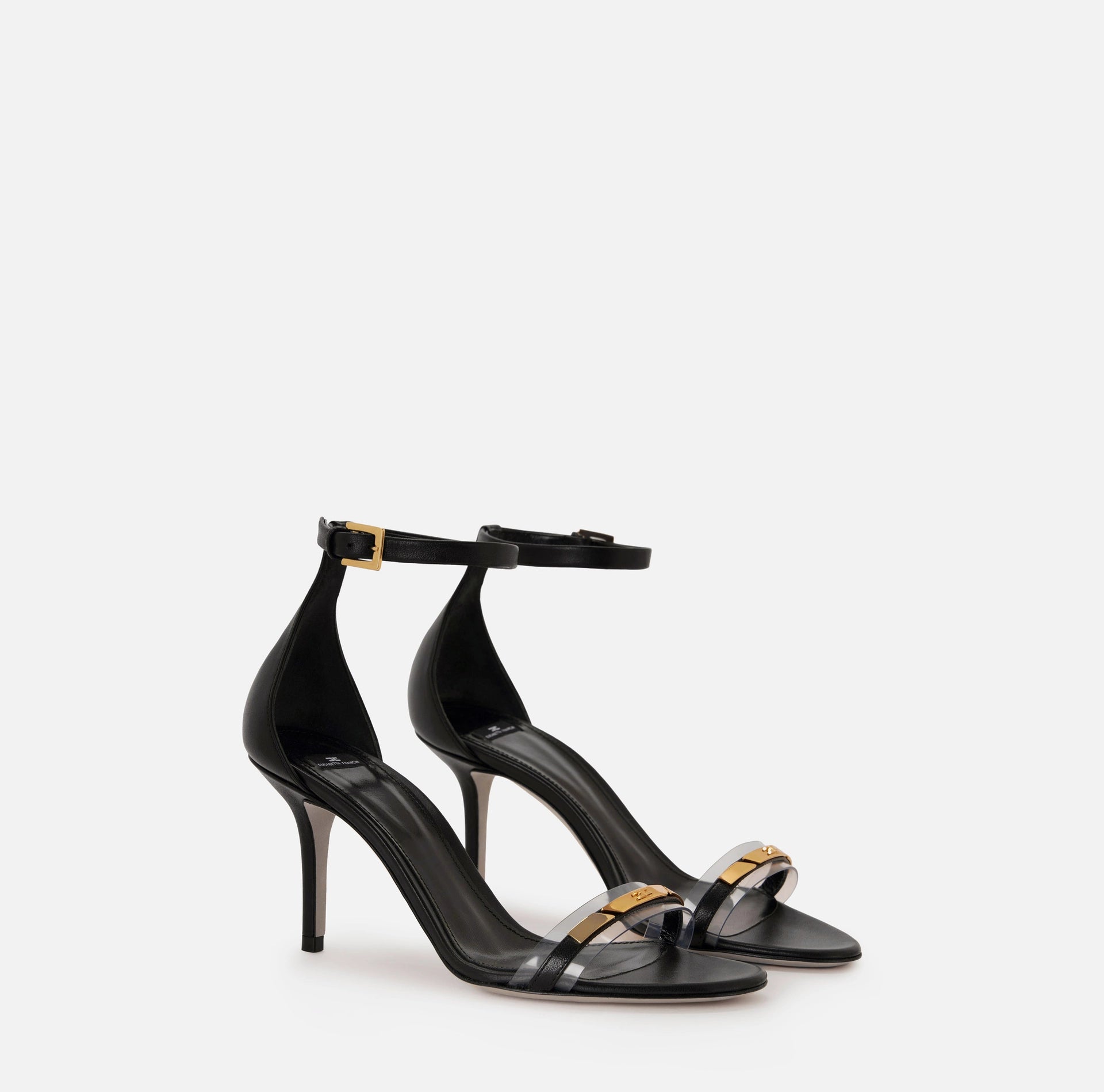 Leather sandal with transparent insert