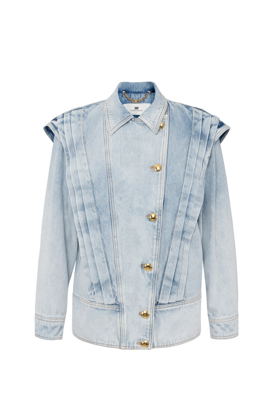 Denim jacket with cap sleeves