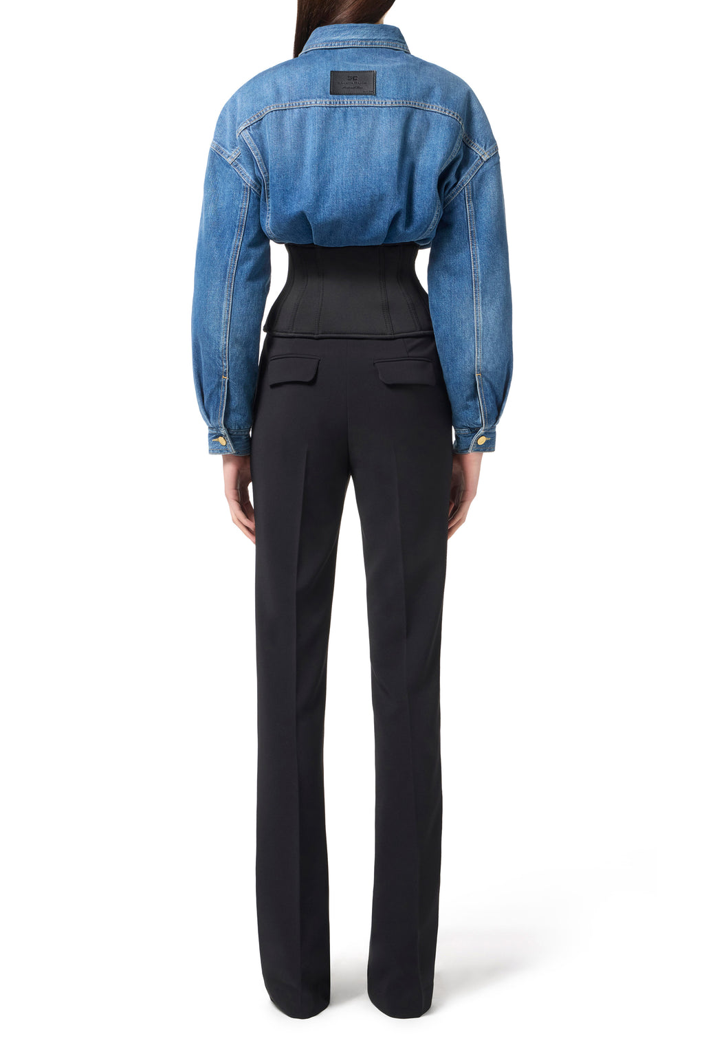 Denim and neoprene bomber jacket