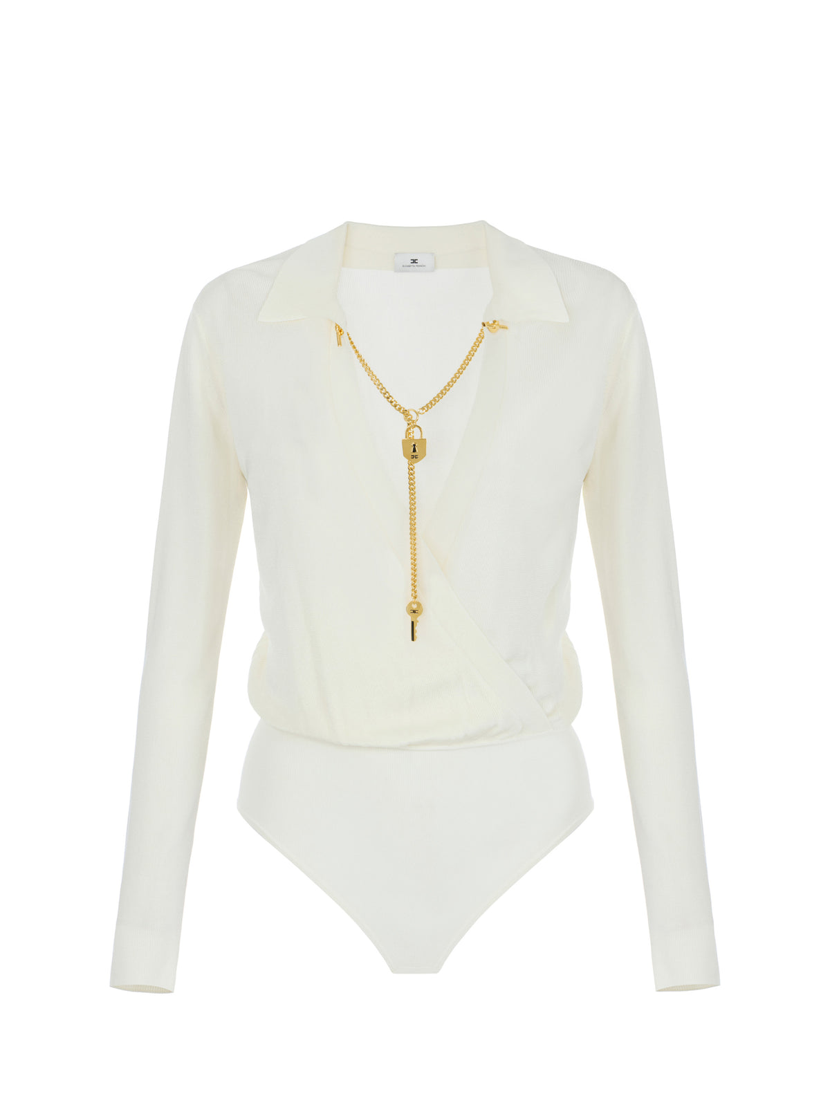Viscose yarn bodysuit with jewel chain