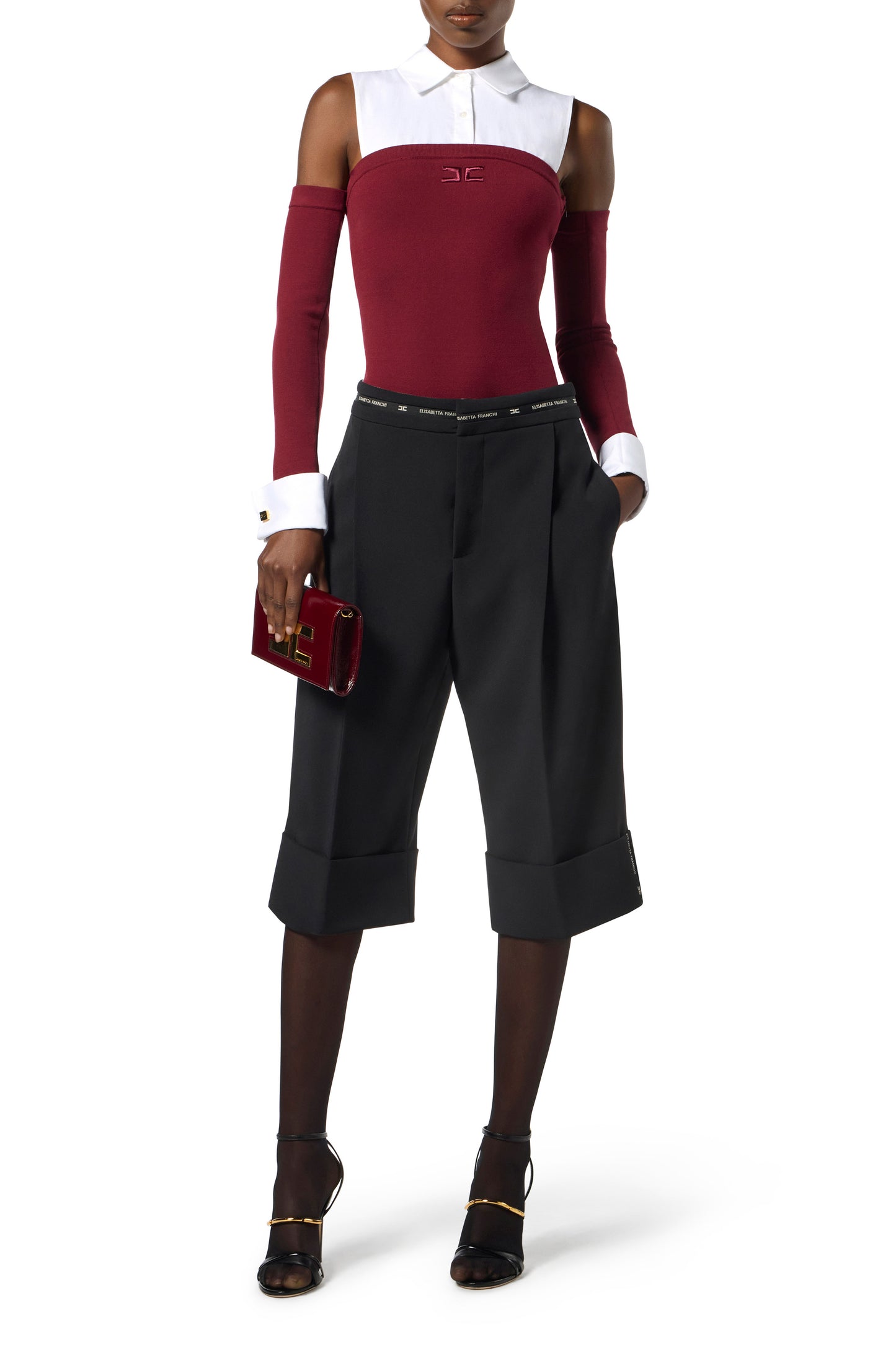 Viscose and cotton poplin knit bodysuit