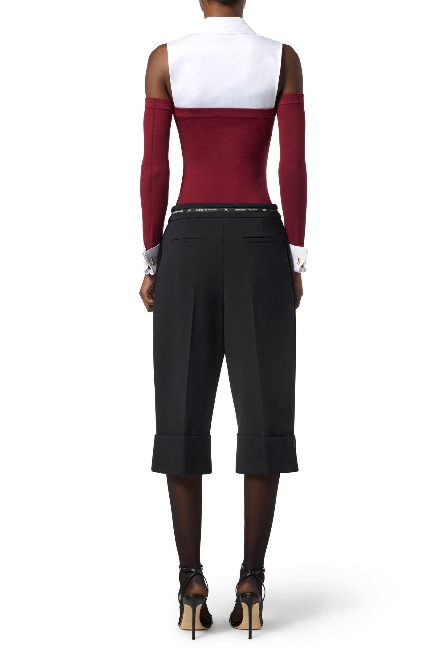 Viscose and cotton poplin knit bodysuit