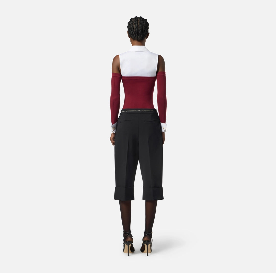 Viscose and cotton poplin knit bodysuit