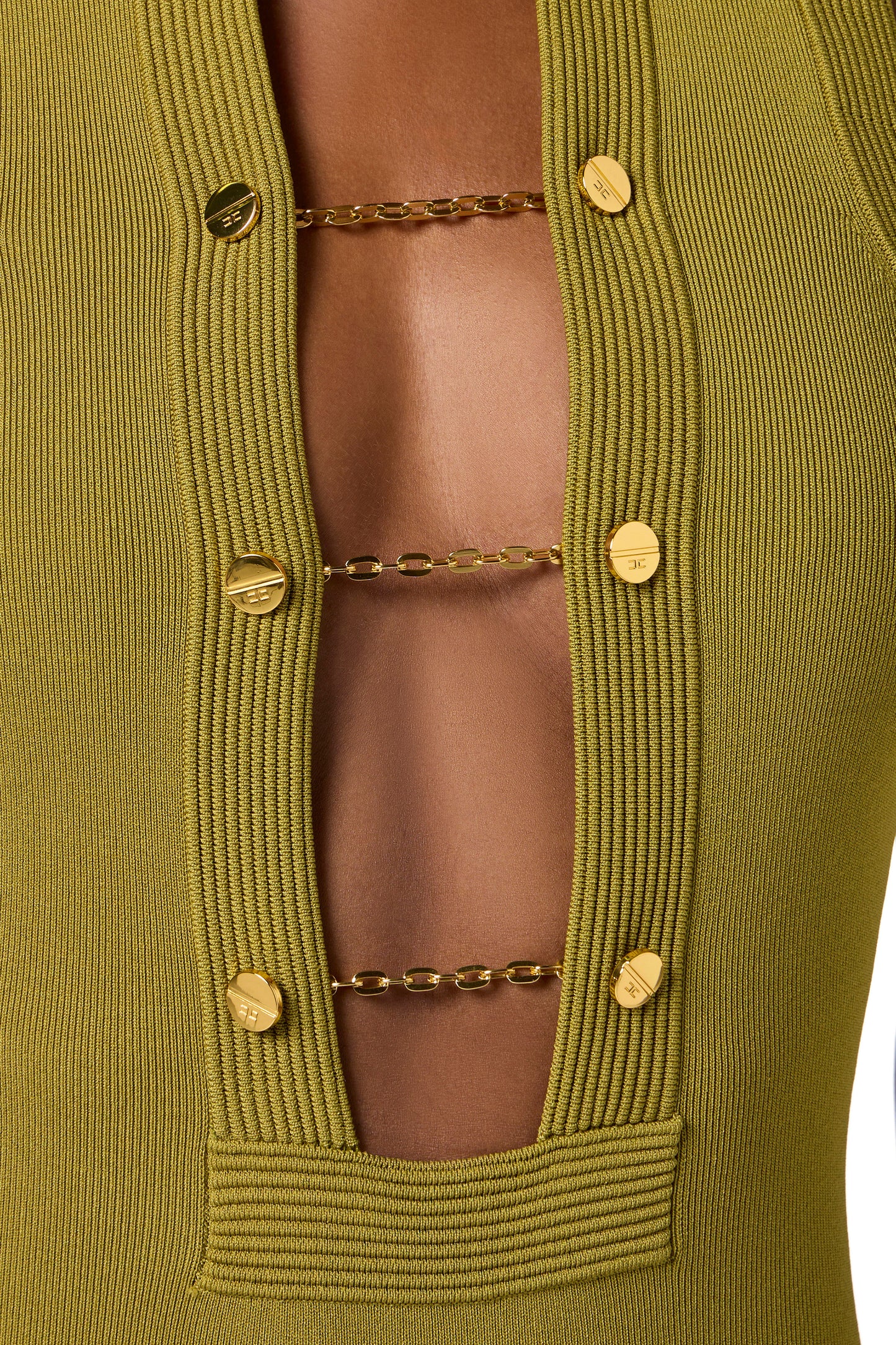 Viscose knit bodysuit with jewel cufflinks