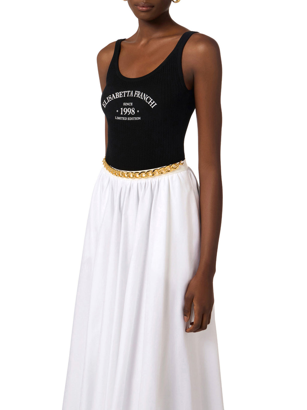 Knit bodysuit with printed logo