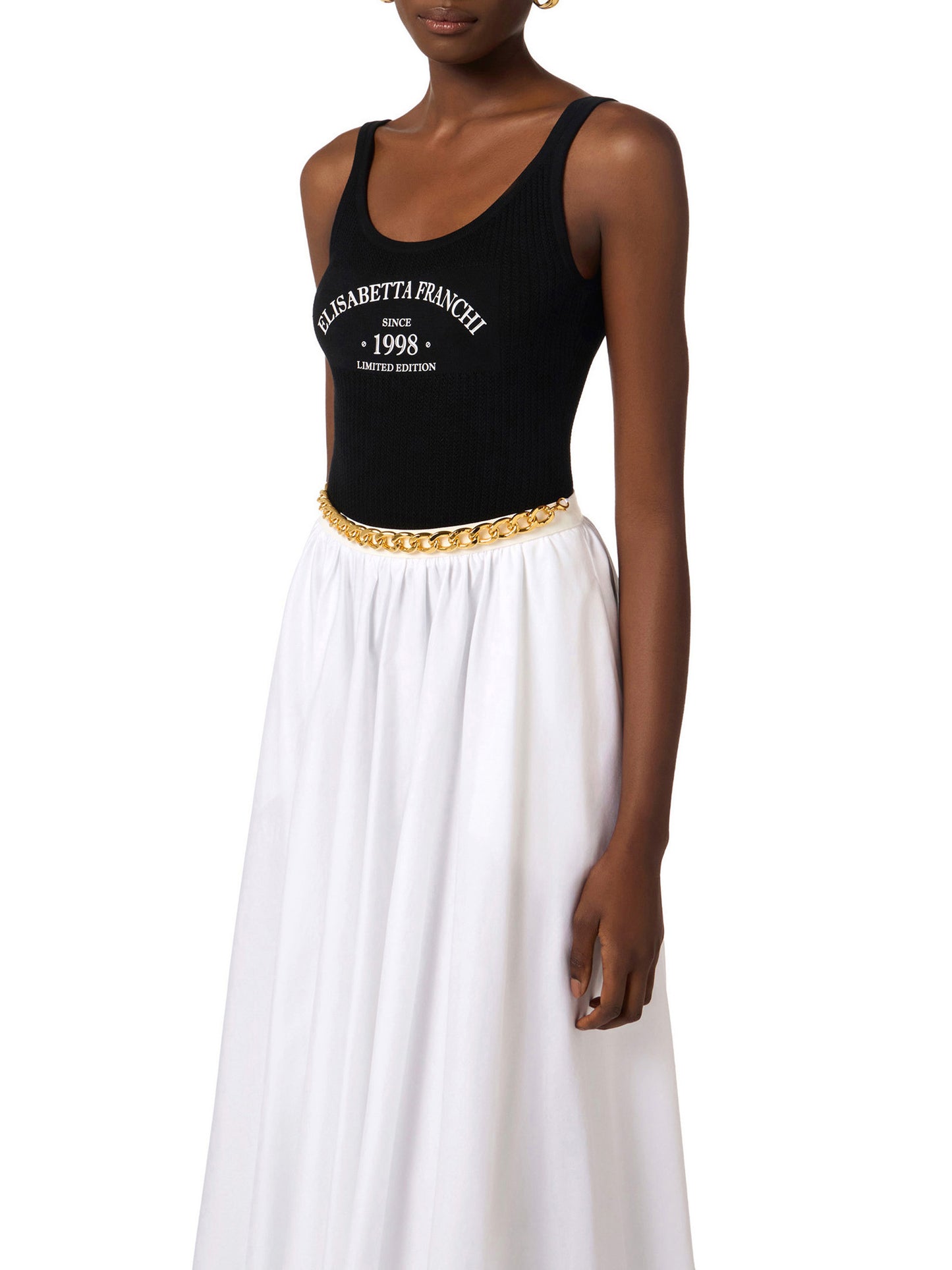 Knit bodysuit with printed logo