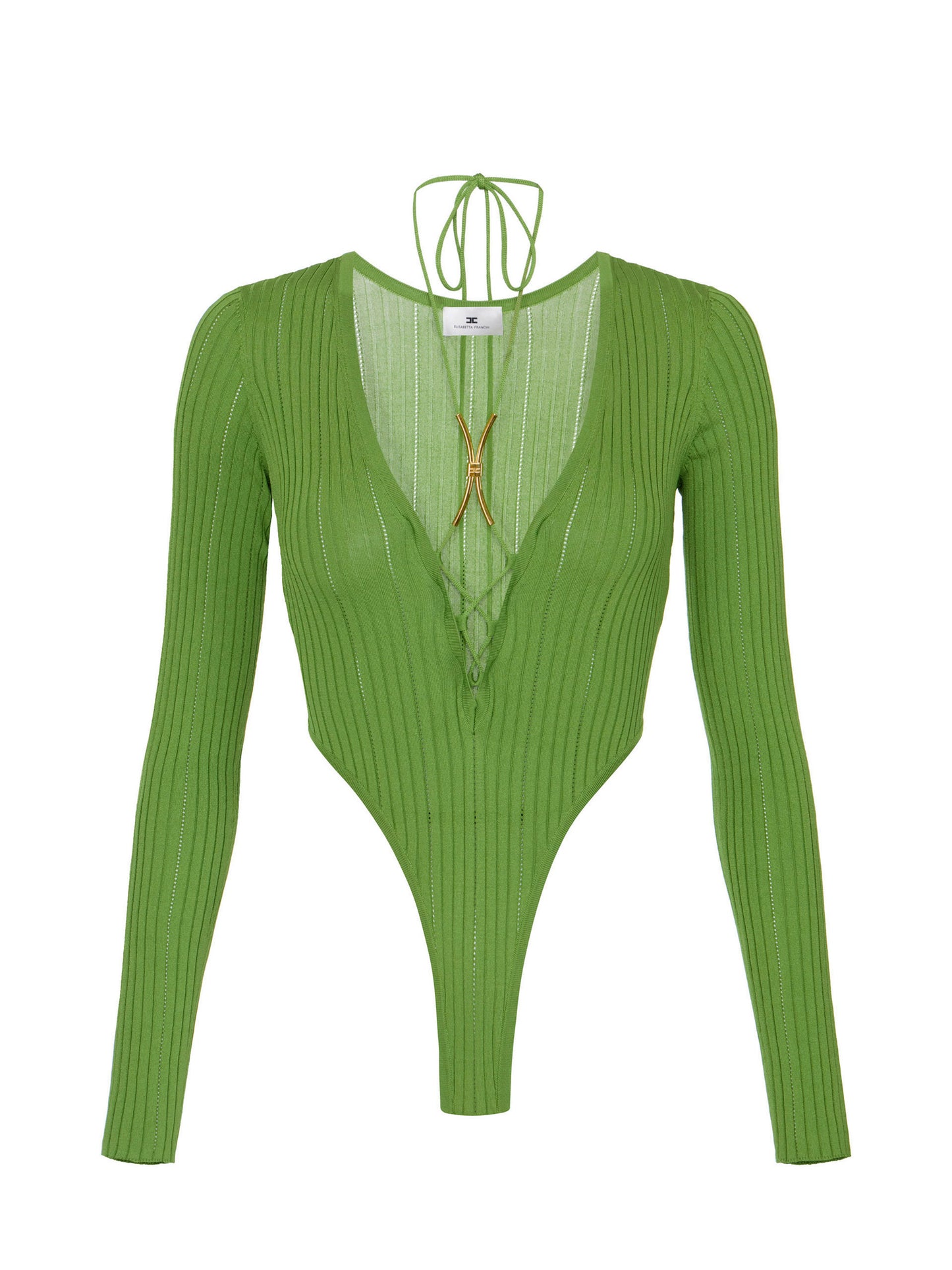 Knit bodysuit with jewel detail