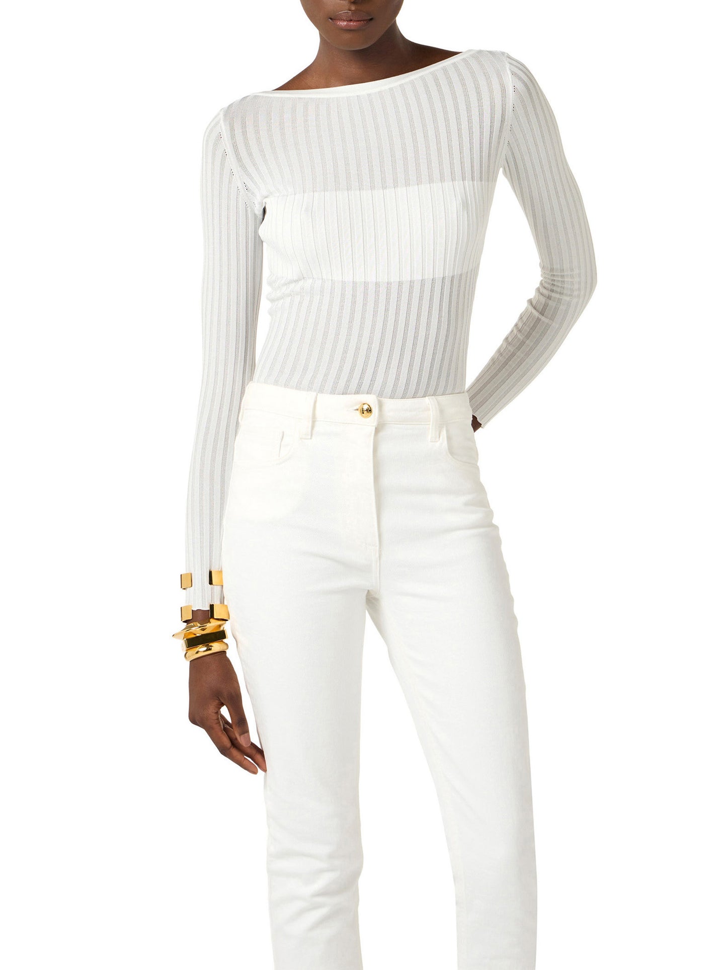 Bodysuit in knit sheer fabric