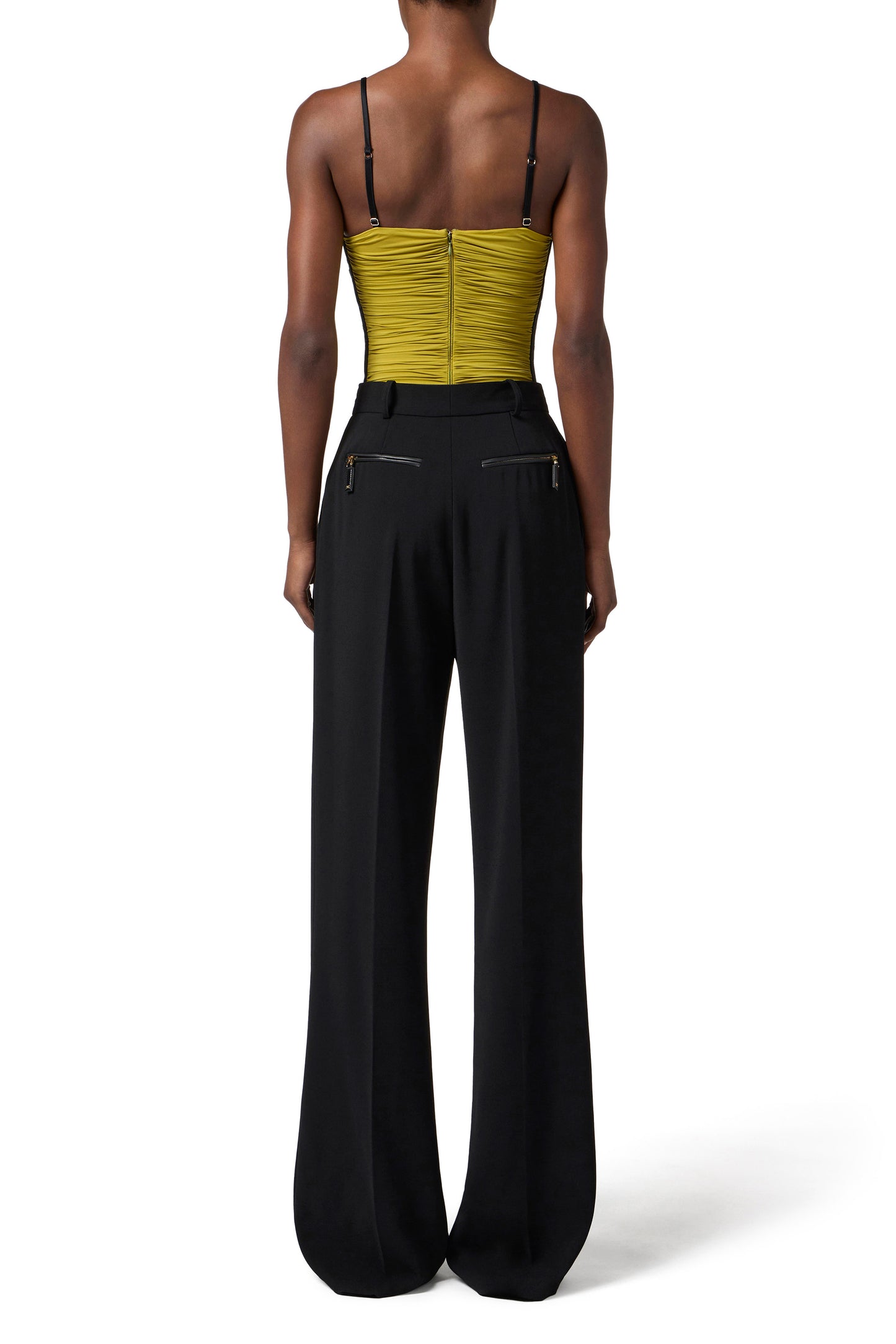 Stretch jersey bodysuit with draping