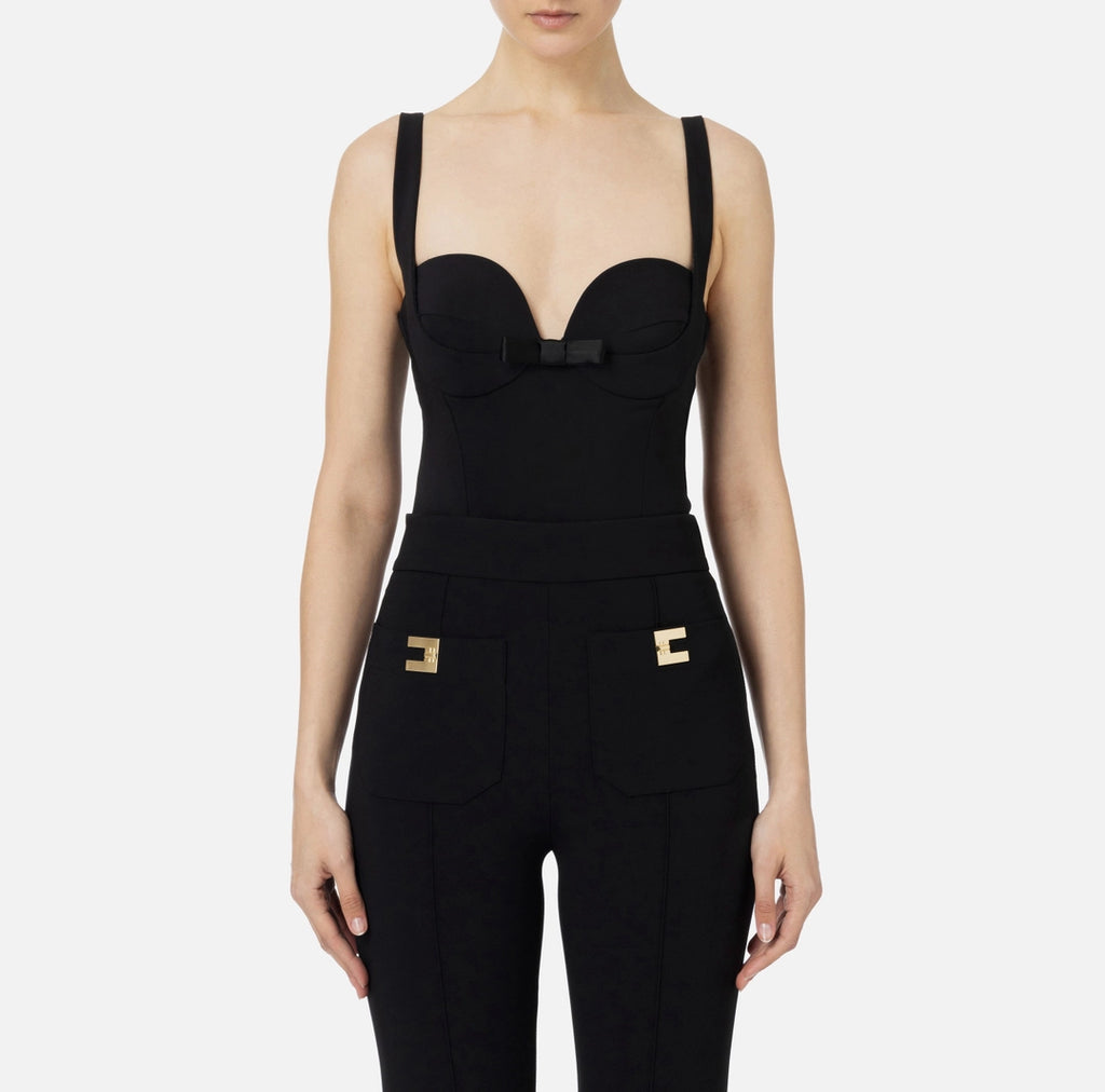 Bodysuit in crêpe fabric with satin bows | LAST PIECE: 44