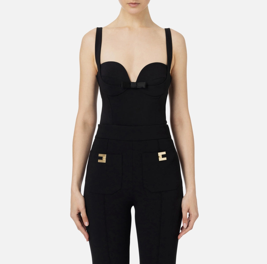 Bodysuit in crêpe fabric with satin bows | LAST PIECE: 44