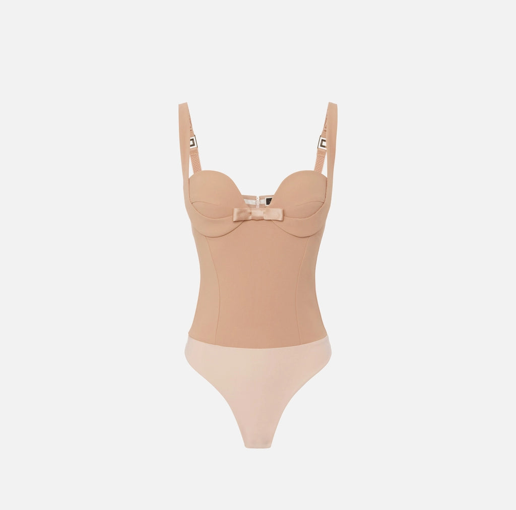 Bodysuit in crêpe fabric with satin bows | LAST PIECE: 44