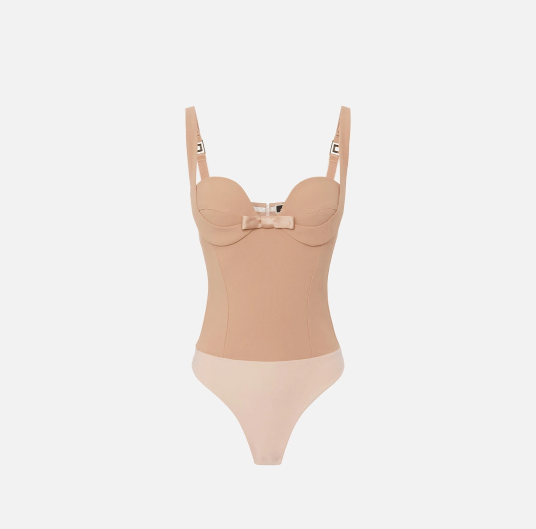 Bodysuit in crêpe fabric with satin bows | LAST PIECE: 44