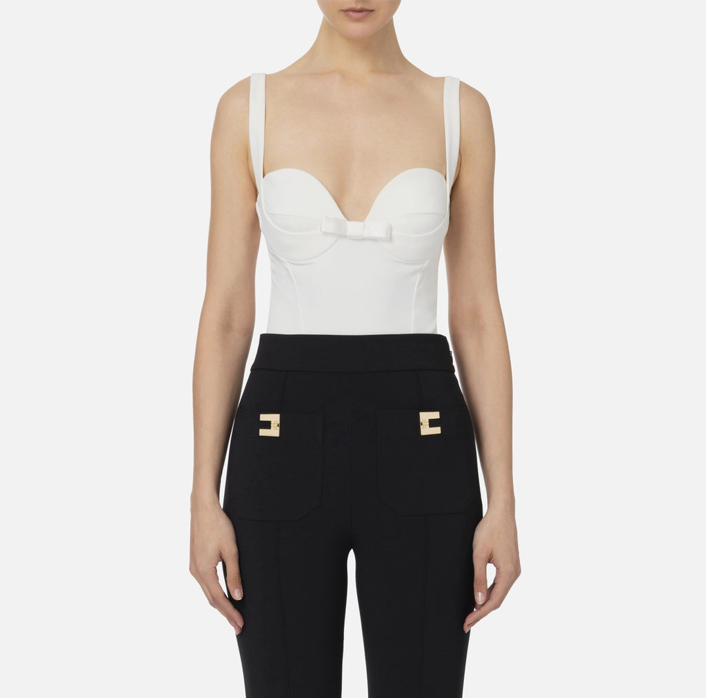 Bodysuit in crêpe fabric with satin bows | LAST PIECE: 44