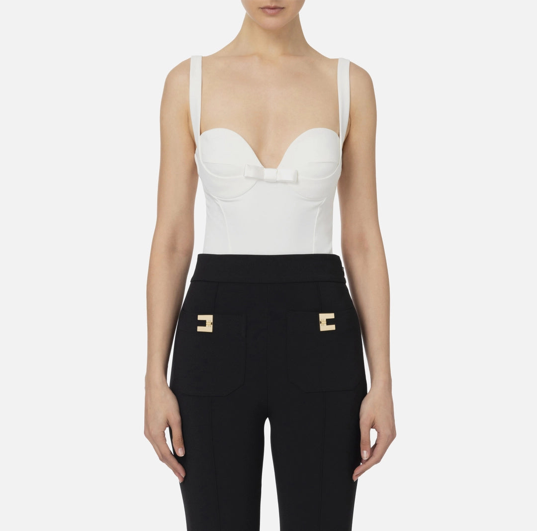 Bodysuit in crêpe fabric with satin bows | LAST PIECE: 44