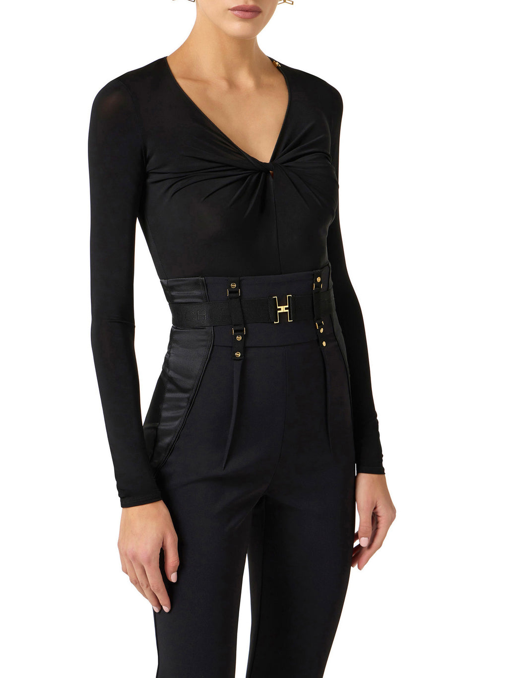 Crêpe jersey bodysuit with draping