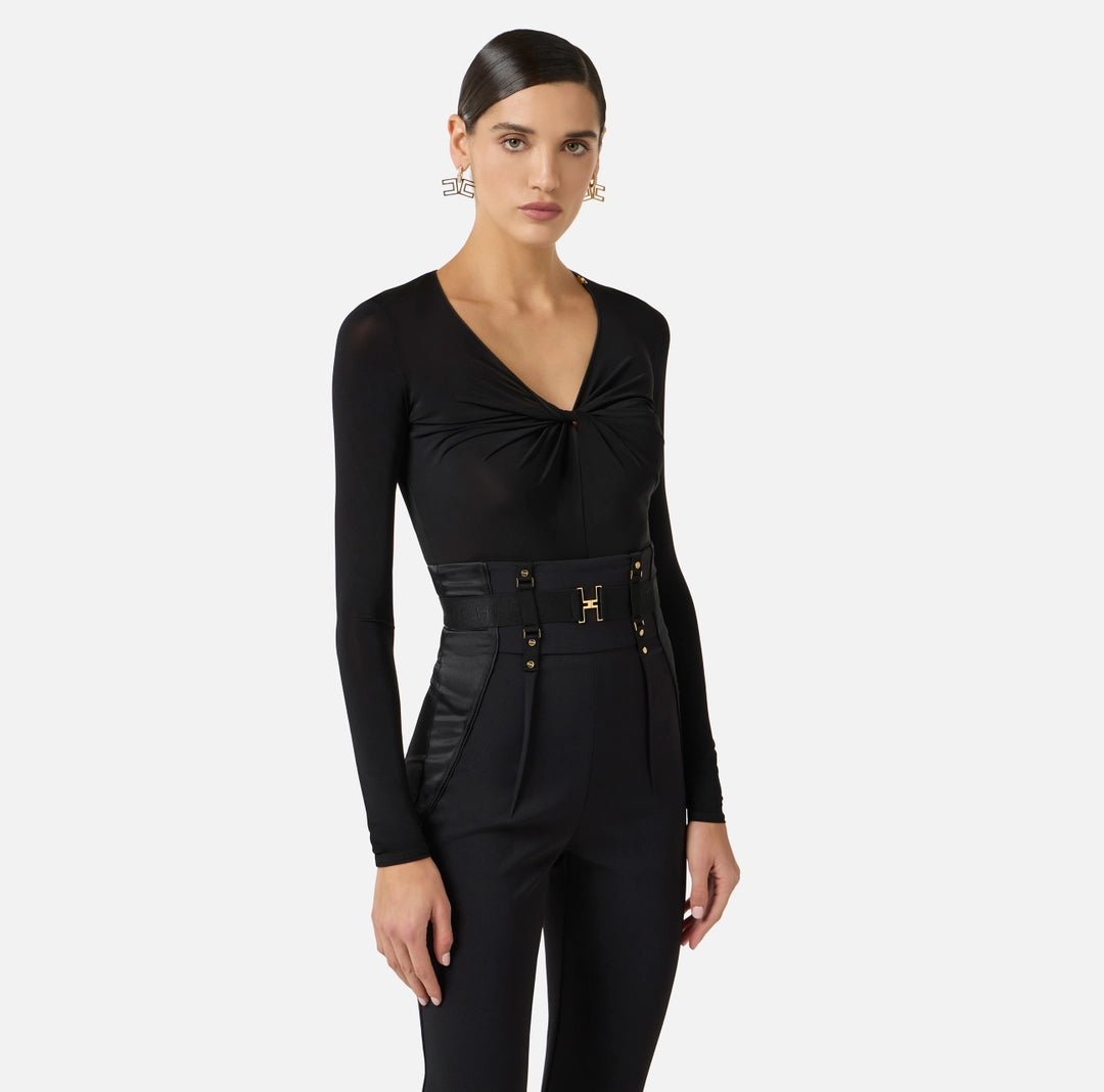 Crêpe jersey bodysuit with draping