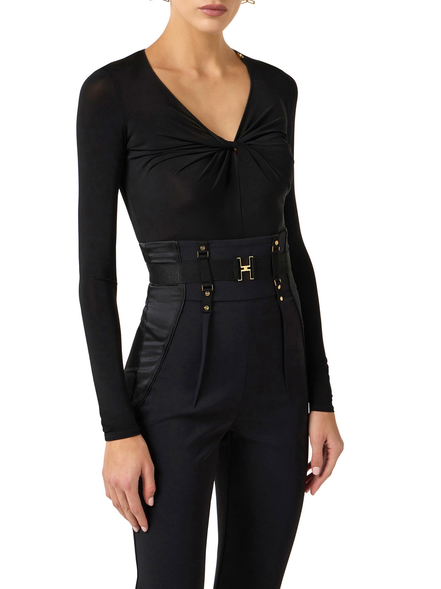 Crêpe jersey bodysuit with draping