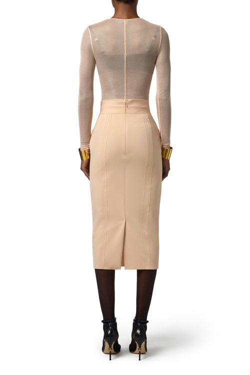 Bodysuit in tulle fabric with necklace