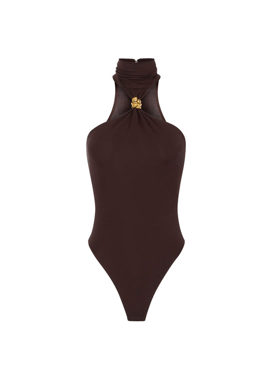 Bodysuit in crêpe jersey fabric with jewel detail