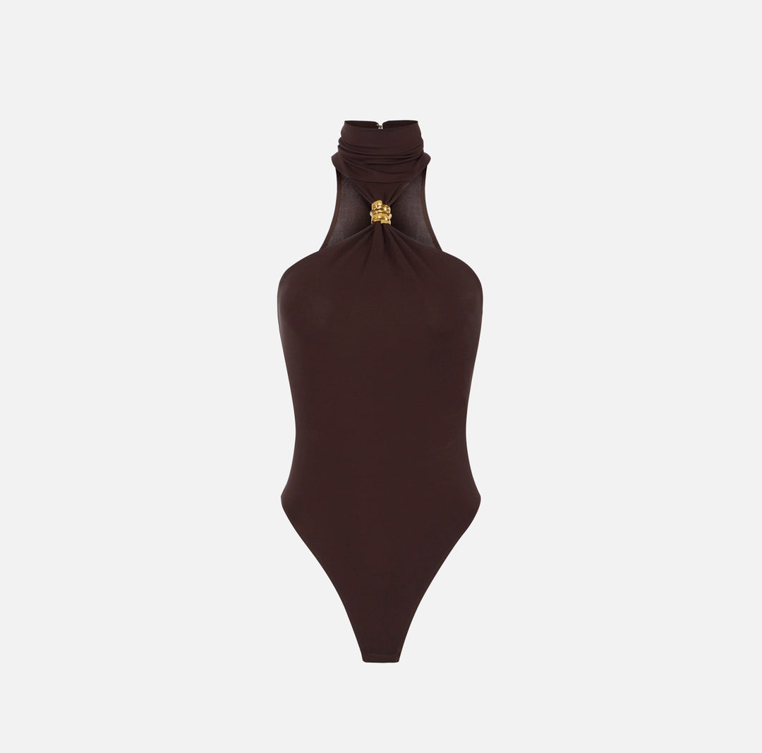 Bodysuit in crêpe jersey fabric with jewel detail