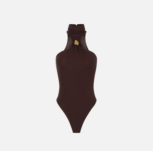 Bodysuit in crêpe jersey fabric with jewel detail
