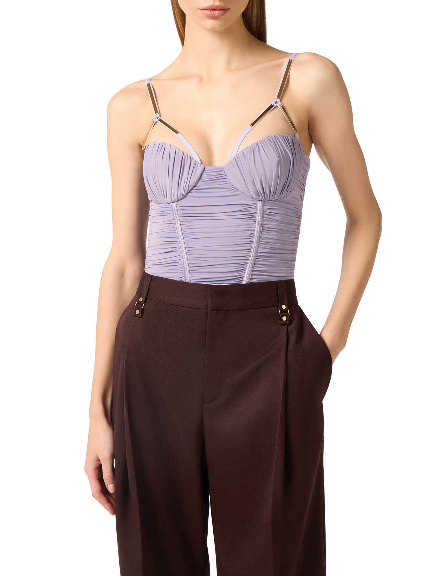 Bodysuit in jersey fabric with jewel plaques