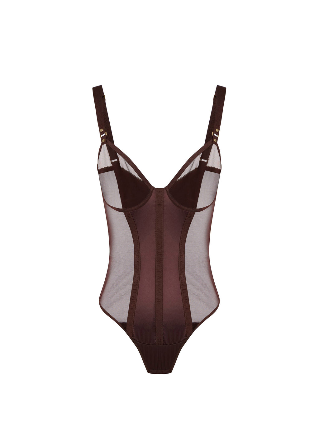 Bodysuit in stretch tulle and satin fabric