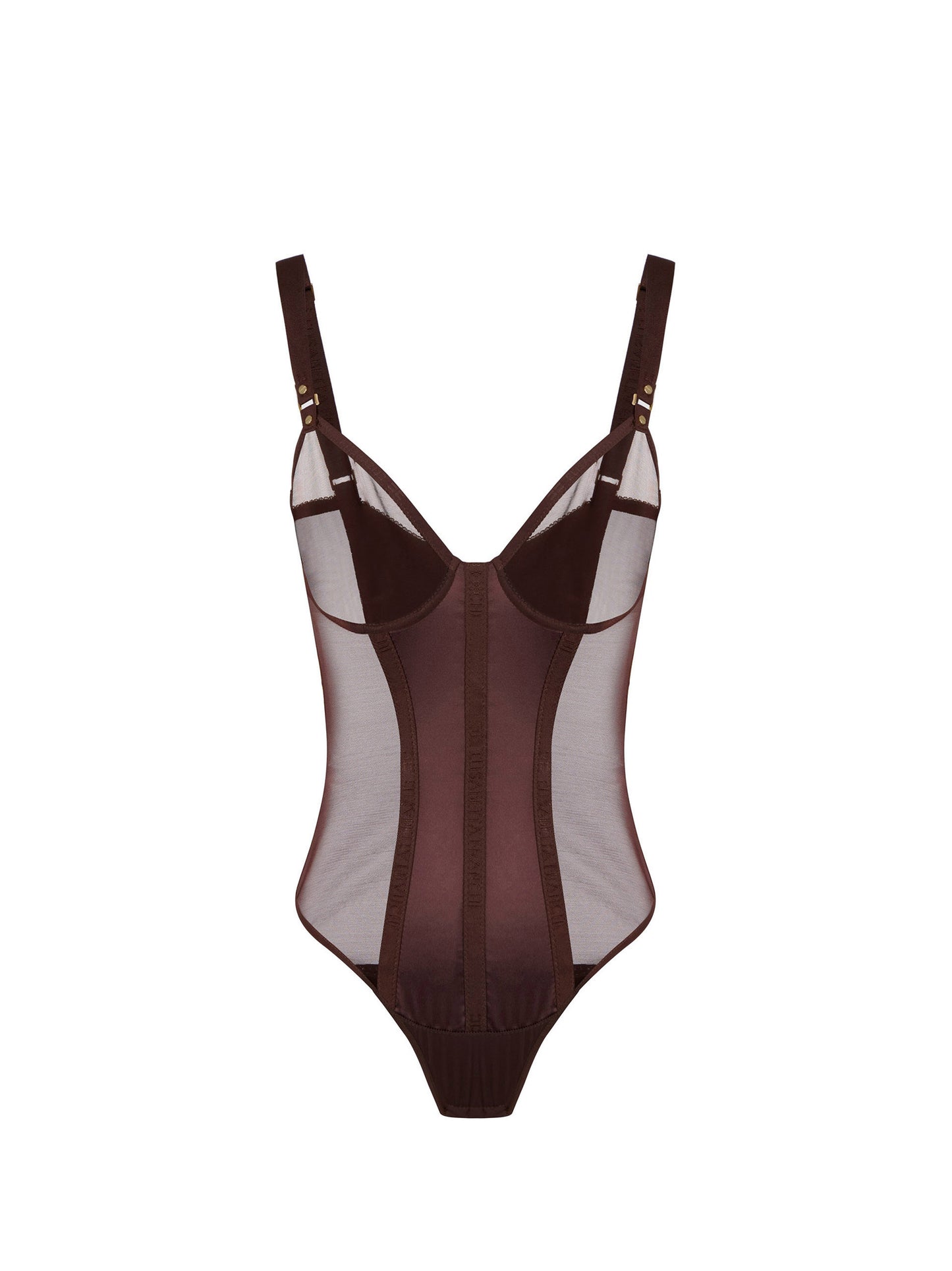 Bodysuit in stretch tulle and satin fabric